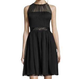 Adrianna Papell Women's Love Story Black Chiffon Cocktail Dress‎ 10 NWT LBD